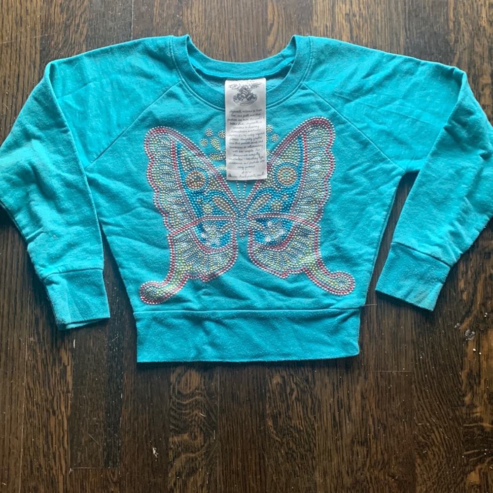 Super girls studded butterfly sweatshirt